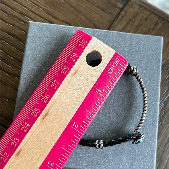 American West Sterling and Turquoise Leather Bracelet - Picture 7 of 9